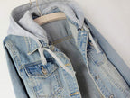 Lifeshe Women's Casual Detachable Hoodie Denim Jacket - A-light Blue