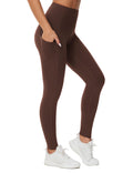 The Gym People Women's Thick High-Waist Yoga Pants Workout - Red Brown