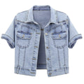 Omoone Women's Summer Short Sleeve Crop Denim Trucker Jacket Jean Coat Tops(lightblue-s) - Light Blue