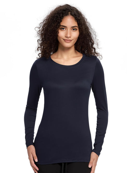 3 Pack Underscrub Long Sleeve Women, Scrubs Undershirts, Navy Blue, L