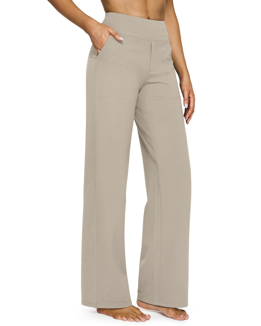 G4free Wide-Leg Dress Pants For Women Bootcut Lightweight Mocha Xs