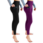 Leafigure 2-pack High-Waist Leggings With Pockets For - Black/Purple