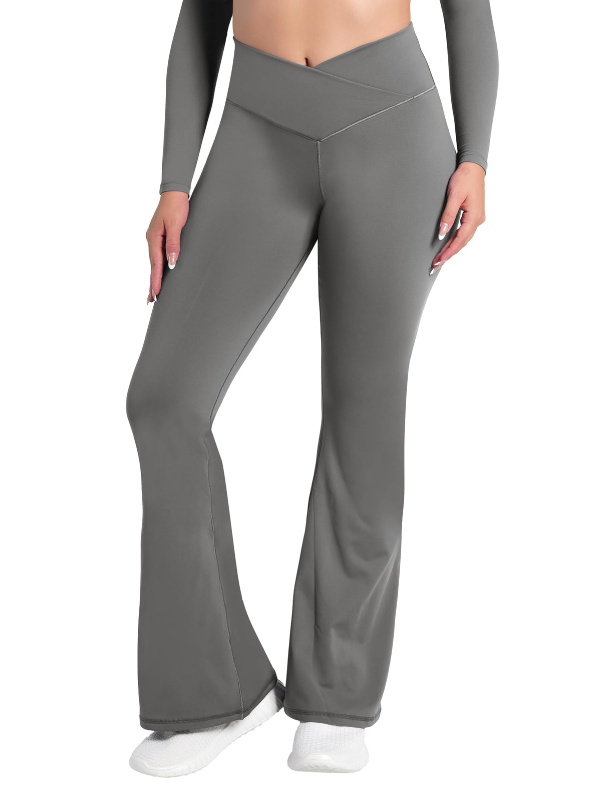 Women's Sunzel Flare Leggings Crossover Yoga Pants With - Coastal Gray