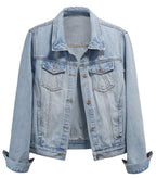 Kedera Womens Denim Jackets Distressed Ripped Long Sleeve Jean Jacket Coats - Sky Blue