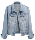 Kedera Womens Denim Jackets Distressed Ripped Long Sleeve Jean Jacket Coats - Sky Blue