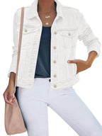 Luvamia White Denim Jacket Women Fall Outfits For - Cream