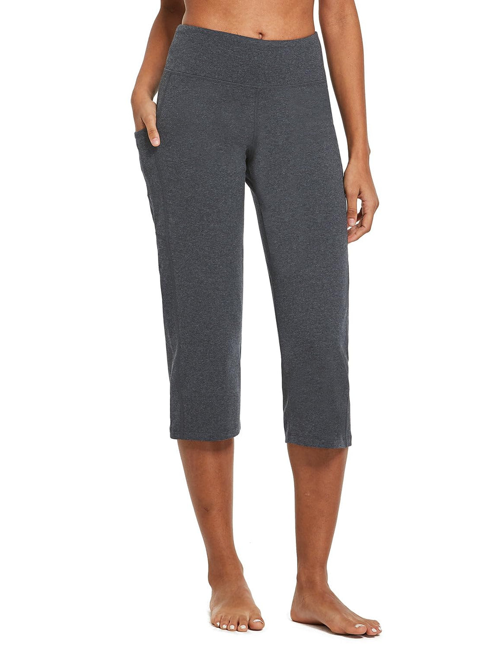 Baleaf Women's Capri Pants With Pockets High-Waist Charcoal S