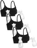 Women's Gxxge 3pack Hands Free Pumping Adjustable & with Easyclip for All Breast Pumps Cotton Sleep 3 Black Large Nursing Bra