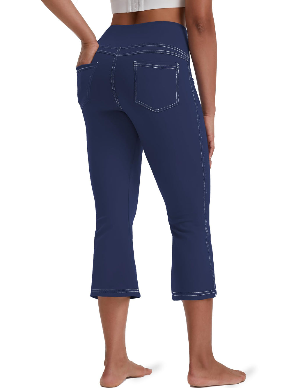 Vooveeya Women's Bootcut Leggings Bootleg Yoga - Capri Bootcut-navy