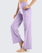 Promover Wide-Leg Pants For Women With Pockets Stretch Lavender L