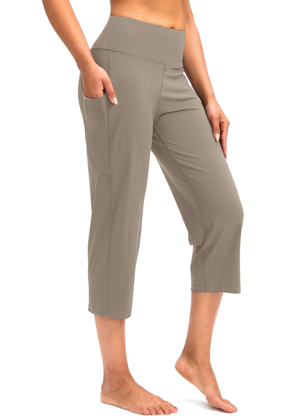 G Gradual Capri Pants For Women High-Waist Workout Yoga - Dark Khaki