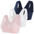 Topwhere Women's's Cotton Wireless Sleep for Nursing and Maternity (pink+white+navy Blue, Xxl) Bra