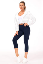 The Gym People Women's Thick High-Waist Capris Yoga Pants - Navy Blue