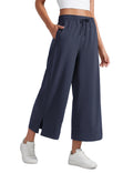 Women's Crz Yoga Lightweight Wide-Leg Crop Pants 25" Navy Medium