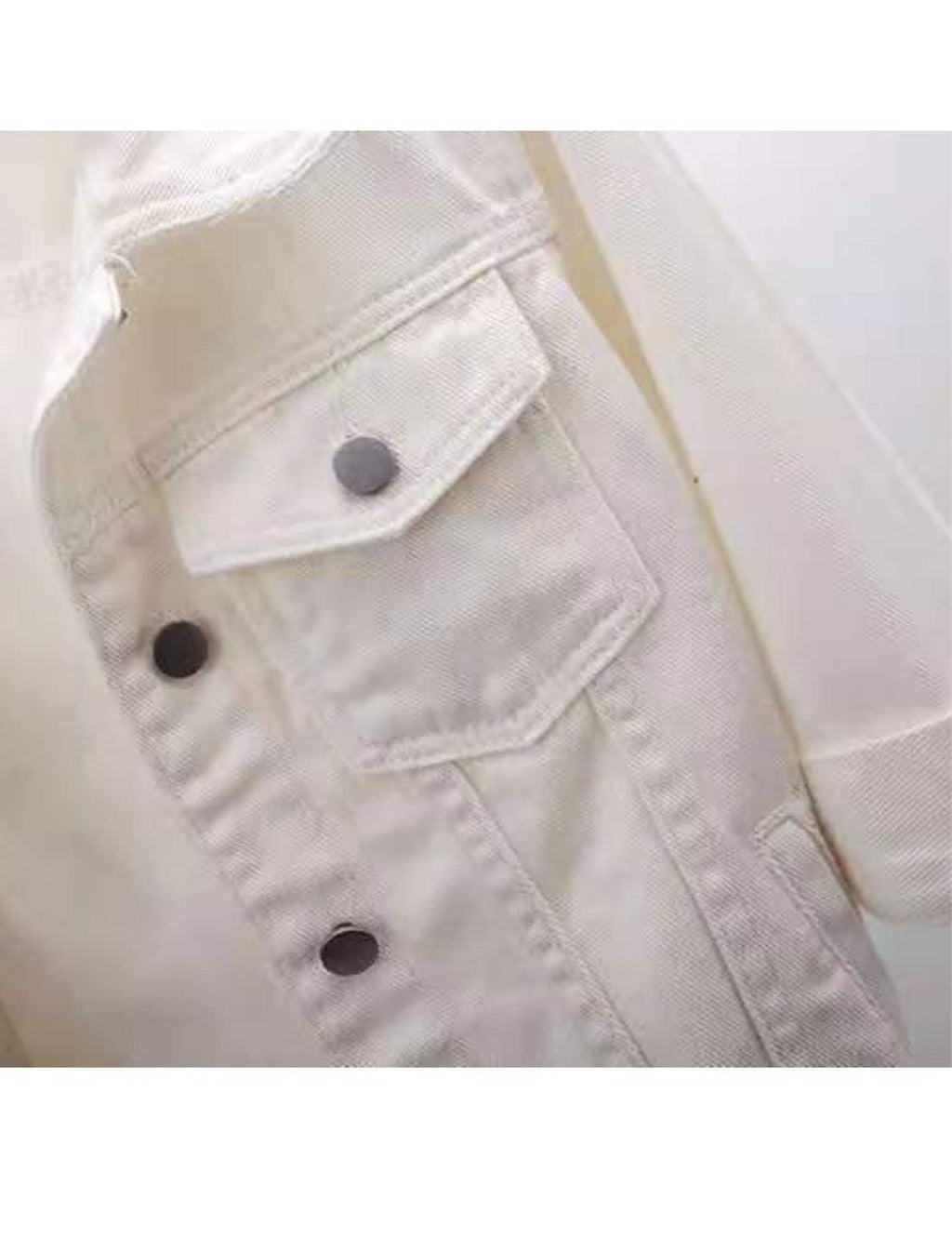 Unilexi Women's 3/4 Sleeve Colored Cropped Denim Jacket Light Wash Short Jean Trucker Coat(0096-white-l)