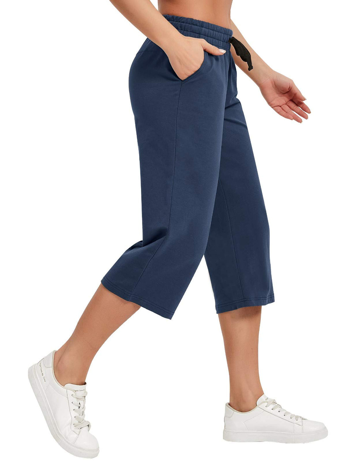 Specialmagic Women's Capri Pants Cotton Sweatpants Navy Blue 4xl