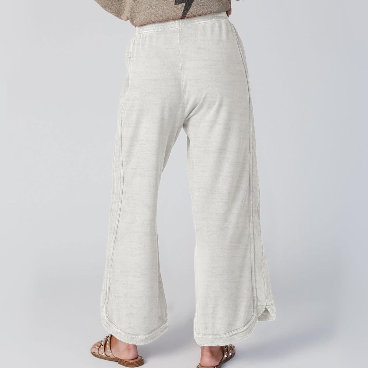 Hixiaohe Women's Casual Wide-Leg Sweatpants High-Waist - Light-gray