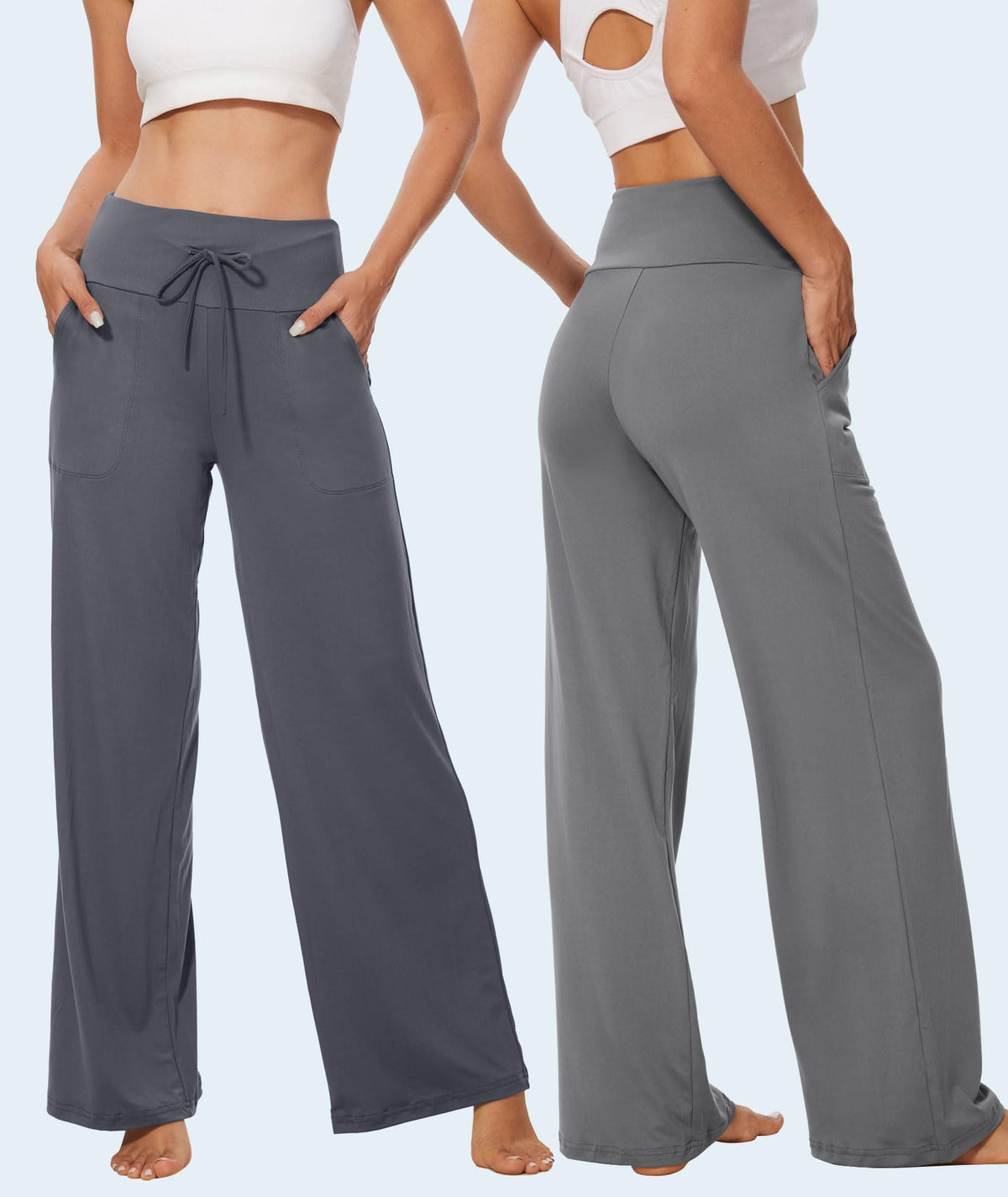 Tnnzeet 3 Pack Women's Wide-Leg Pants With Pockets Casual - Size XX-Large