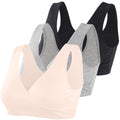 Topwhere Women's's Cotton Wireless Sleep for Nursing and Maternity (black+grey+ Apricot, Xl) Bra