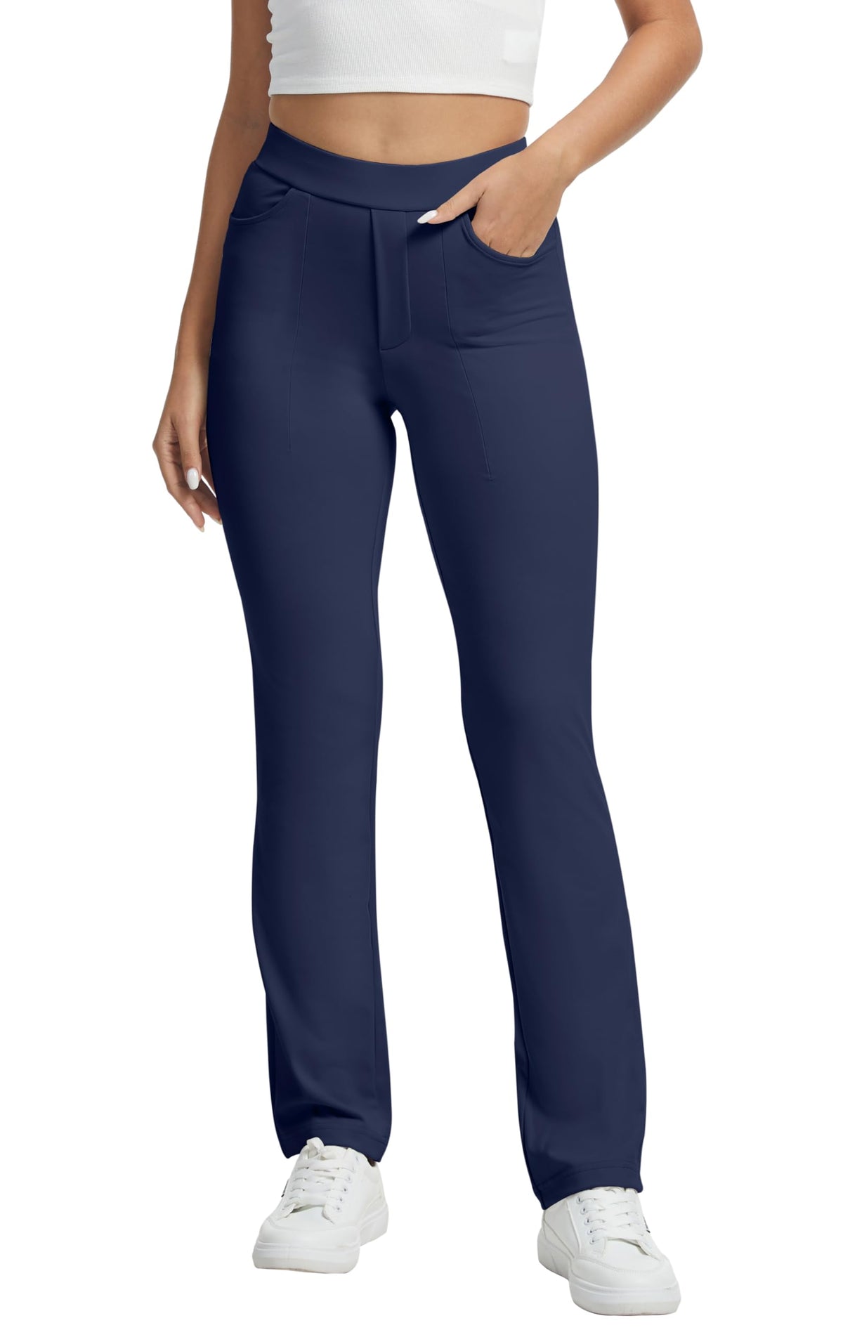 Vimpep Straight-Leg Yoga Dress Pants For Women Pull On - Size Large