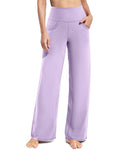 Promover Wide-Leg Pants For Women With Pockets Stretch Lavender L