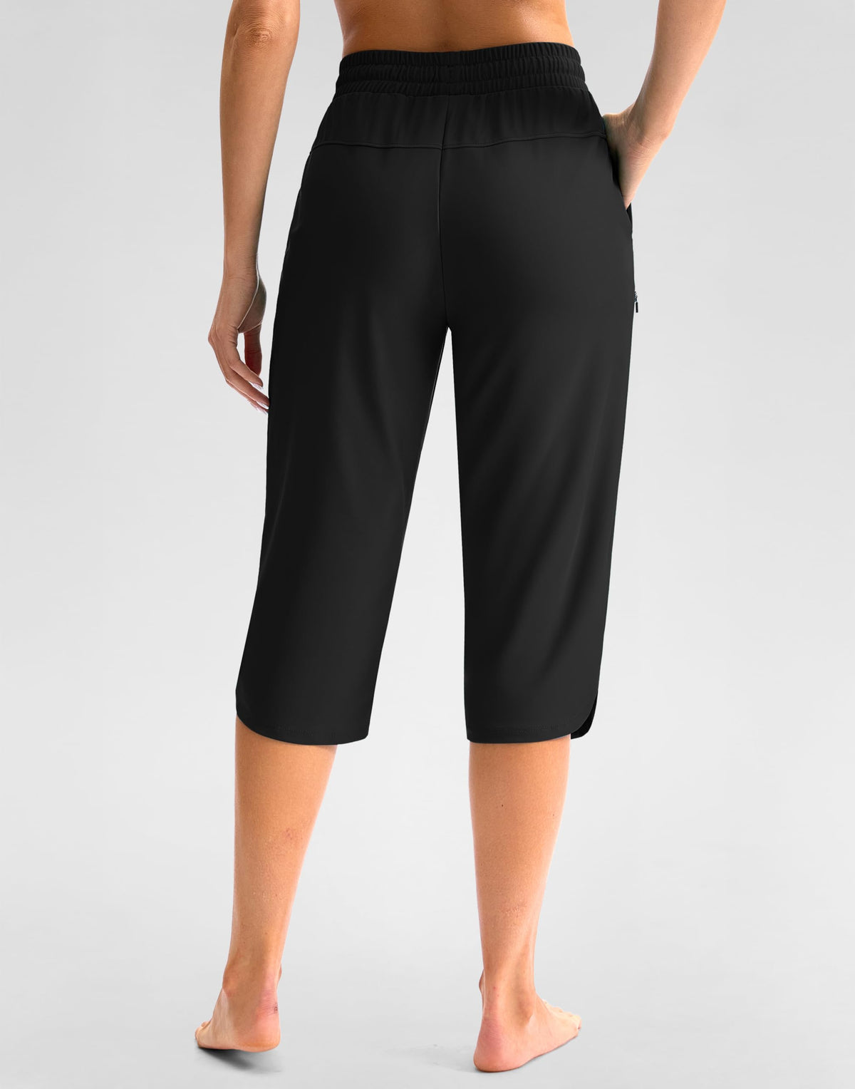 Viodia Women's 18" Modest Swim Capris Pants With Pockets Black S