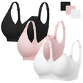 Women's Angelhood 3 Pack for Breastfeeding Seamless Pregnancy Wireless Sleep Bralette Jelly Strip Support Postpartum with Extenders, Xxl Size Nursing