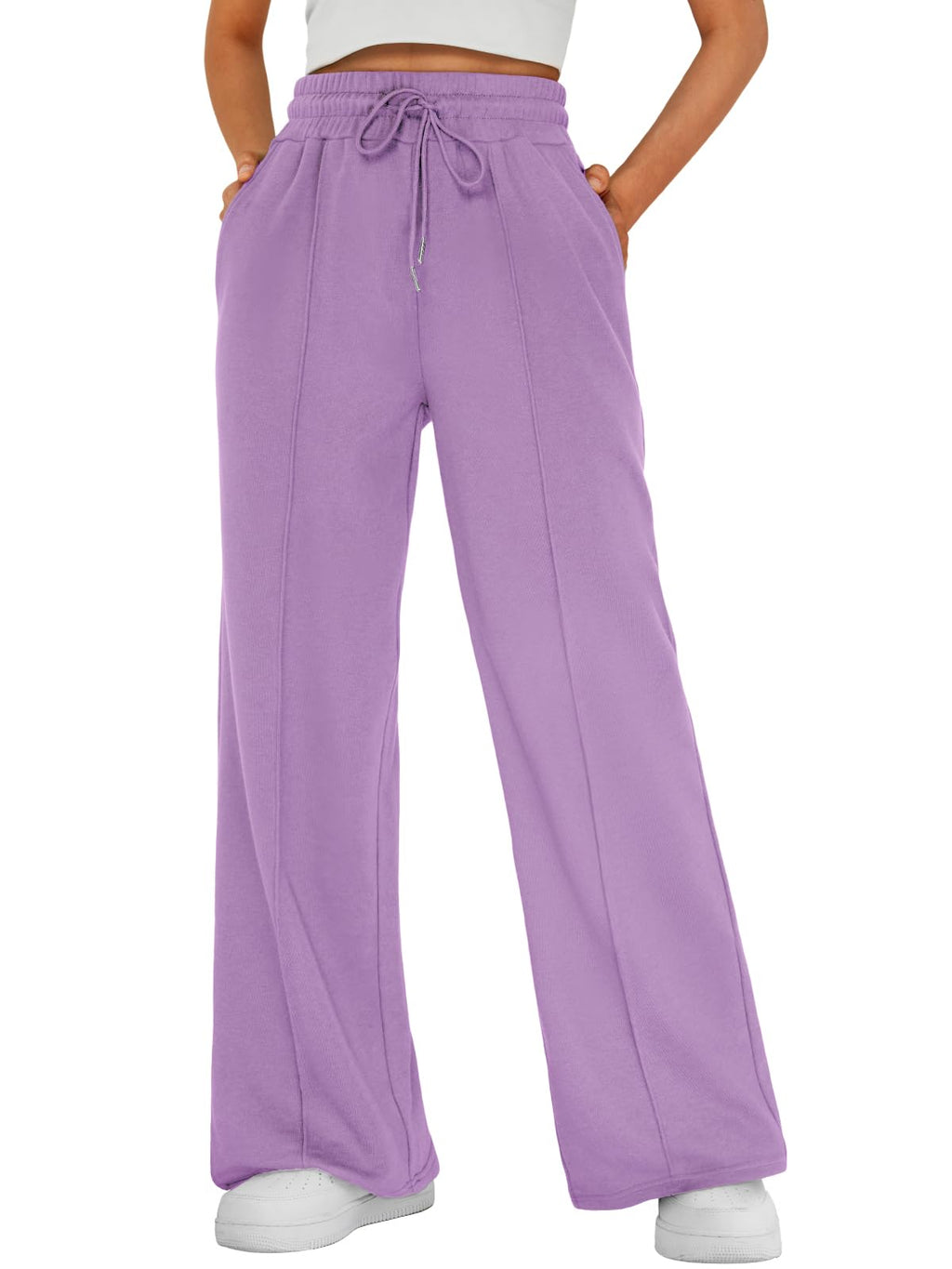 Automet Women's Wide-Leg Sweatpants Baggy Lounge Sweat Pants Purple Xs