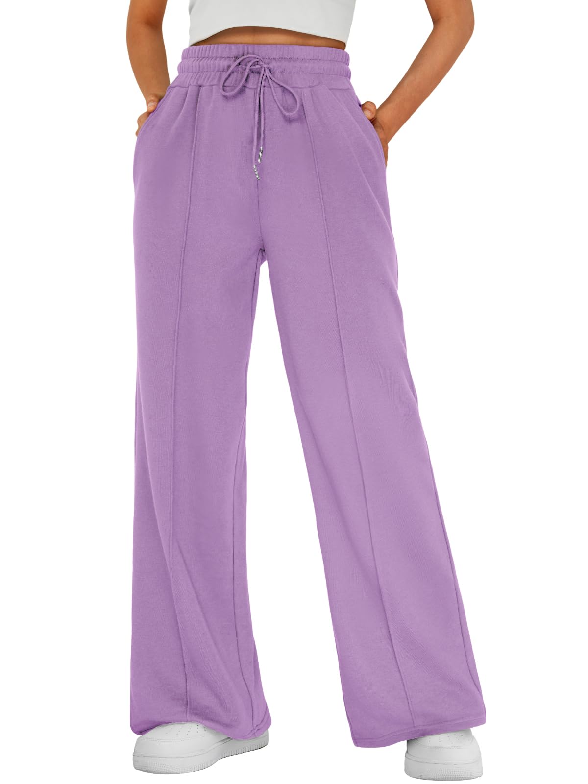 Automet Women's Wide-Leg Sweatpants Baggy Lounge Sweat Pants Purple Xs