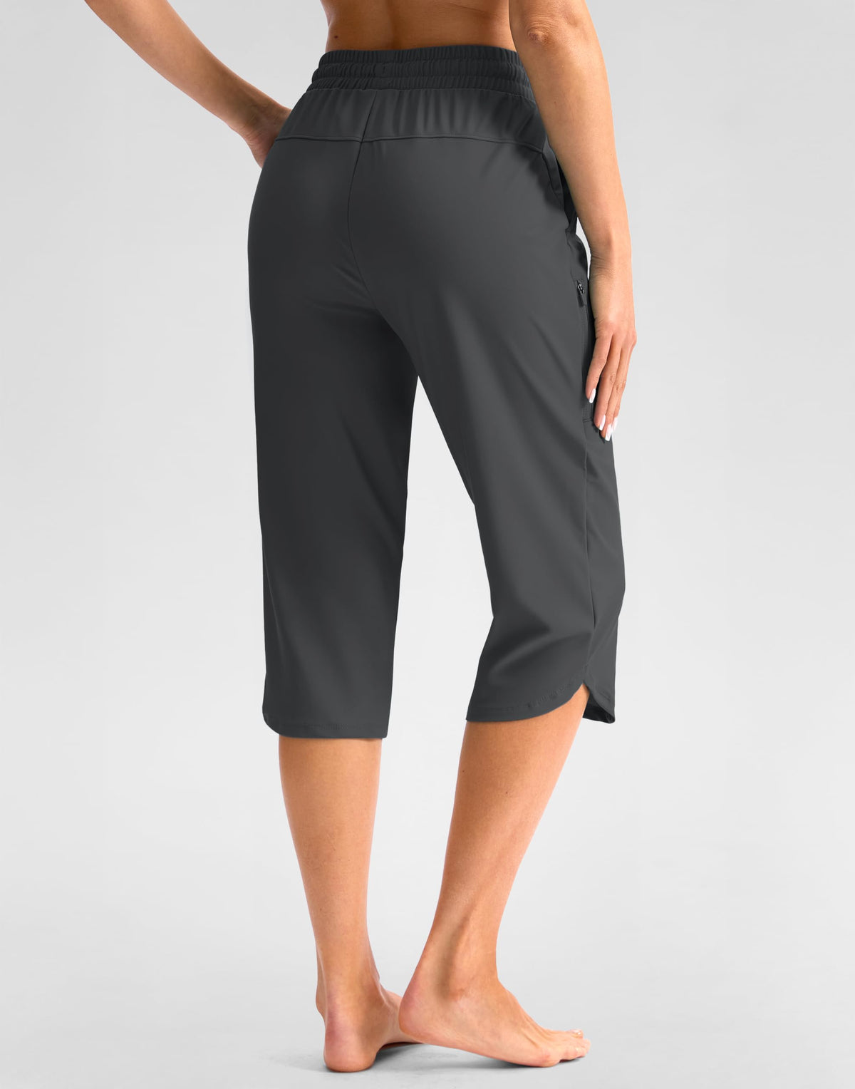 Viodia Women's 18" Modest Swim Capris Pants With Pockets Grey M