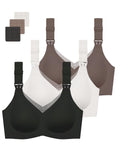 Women's Gailife 3 Pack for Breastfeeding Seamless V Neck Mesh Comfort Pregnancy Sleep Bralette L, Black/grey/white Nursing Bra