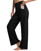 Promover Wide-Leg Pants For Women With Pockets Stretch Black Xl