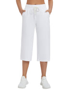 Specialmagic Women's Capri Pants Cotton Sweatpants Ivory White Xl