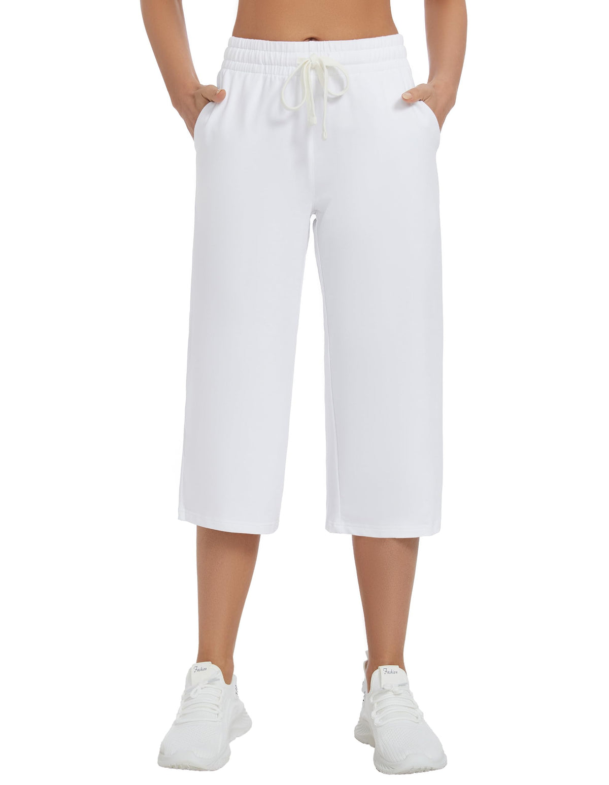 Specialmagic Women's Capri Pants Cotton Sweatpants Ivory White Xl