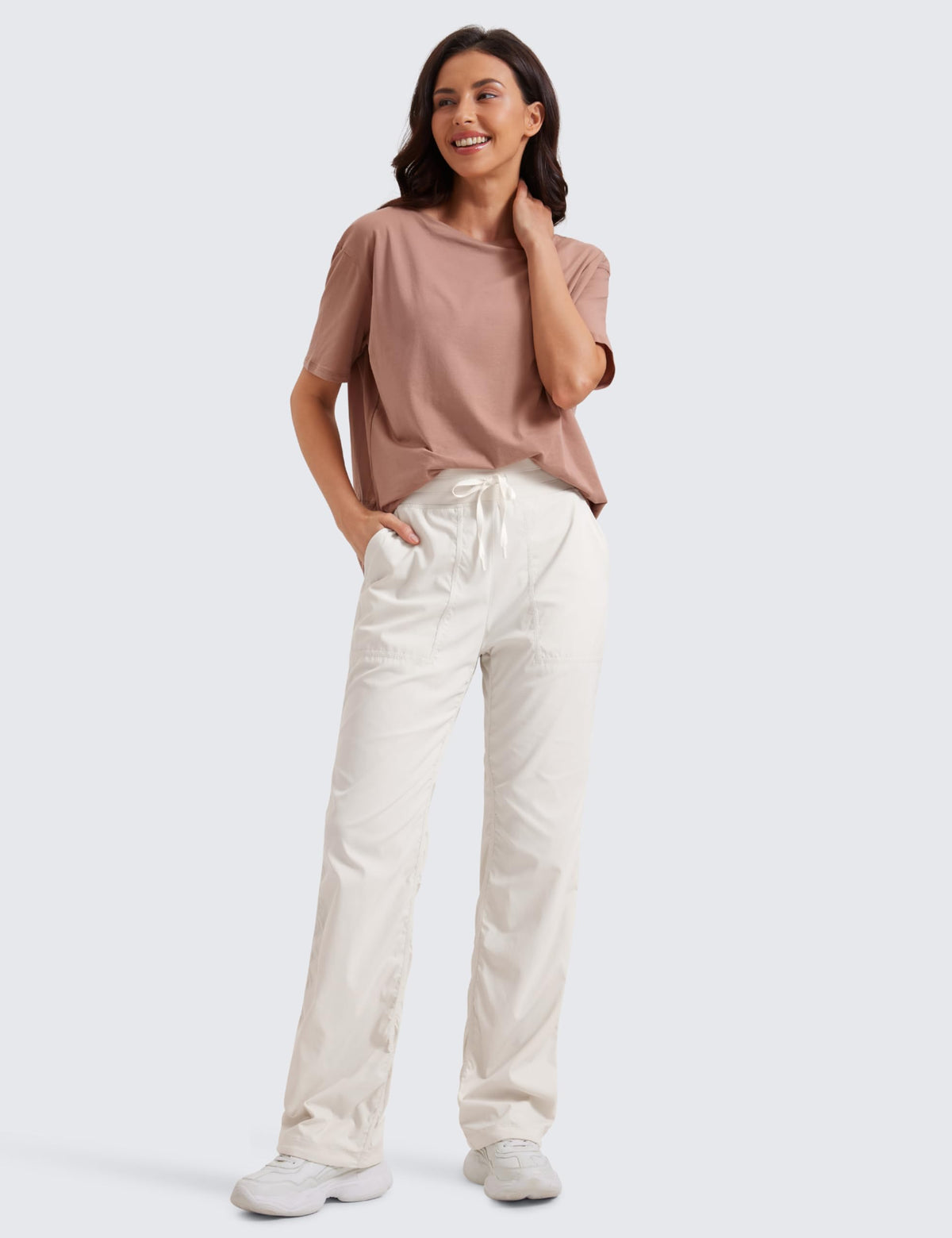 Women's Crz Yoga Ease Line Straight-Leg Pants 30" Milky White (bone)