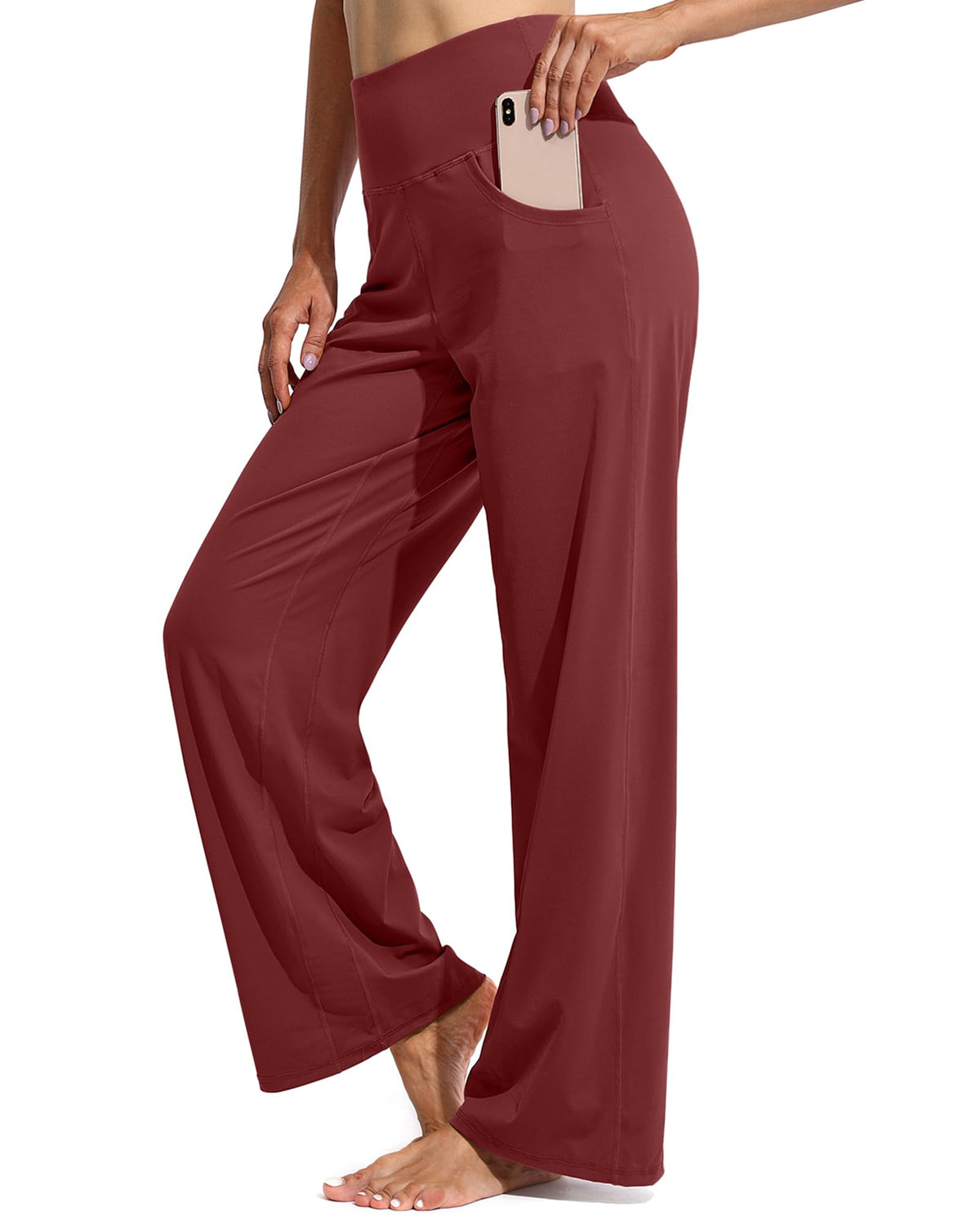 Promover Pants For Women With Pockets Soft Dark Burgundy Xs Short