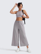 Women's Crz Yoga Lightweight Wide-Leg Crop Pants 25" Dark Chrome