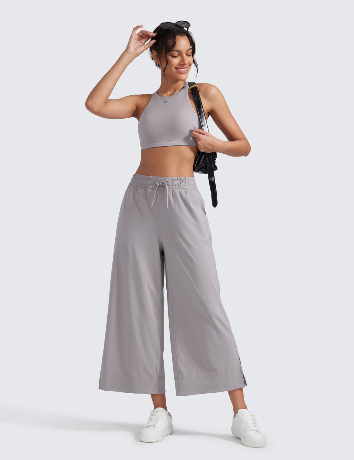 Women's Crz Yoga Lightweight Wide-Leg Crop Pants 25" Dark Chrome