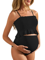 Women's Summer Mae Maternity Swimsuit Ruffled Two-Piece High-Waist