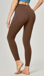 Heathyoga Leggings With Pockets For Women Tummy Control - Brown