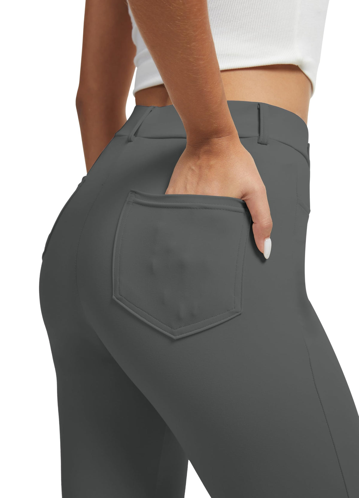Vimpep Yoga Pants Women Straight-Leg With Pockets High-Waist Stretchy