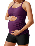 Women's Maacie Maternity Athletic Tankini Swimsuits With - Purple