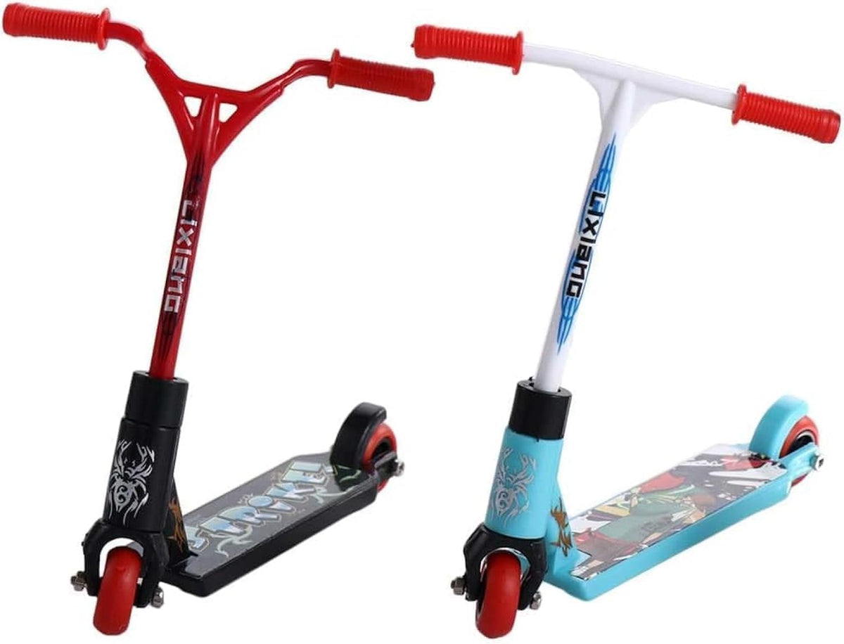 2 Pcs Finger Scooter Mini Two Wheel,Mini Scooters Finger Board Accessories,Tiny Trick Scooter for Party Favors,Finger Training,Juggling Sets,Birthday Gifts,Magic Kits and Accessories