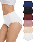 COMENOLE Seamless Underwear for Women High Waisted No Show Panties, Soft Stretch Full Coverage Tummy Control Briefs 6 Pack