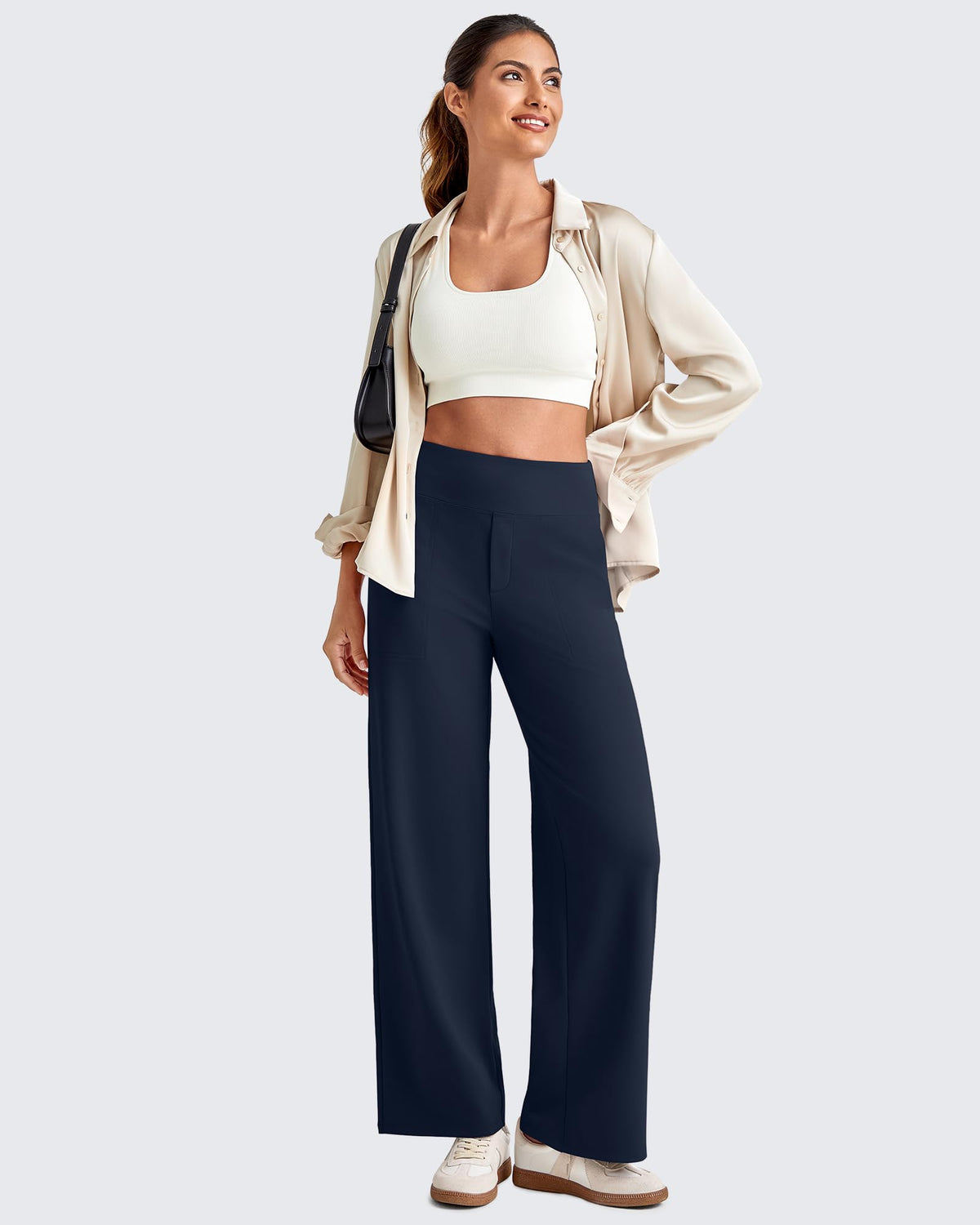 G4free Yoga Work Pants Women Ankle Length With Pockets Dark Navy Xs