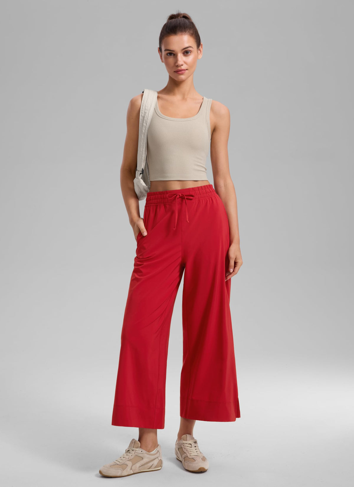 Women's Crz Yoga Lightweight Wide-Leg Crop Pants 25" Ruby Red X-small