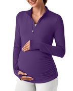 Women's Rash Guard Swimsuit G4free Maternity Tops Long-Sleeve Ruched