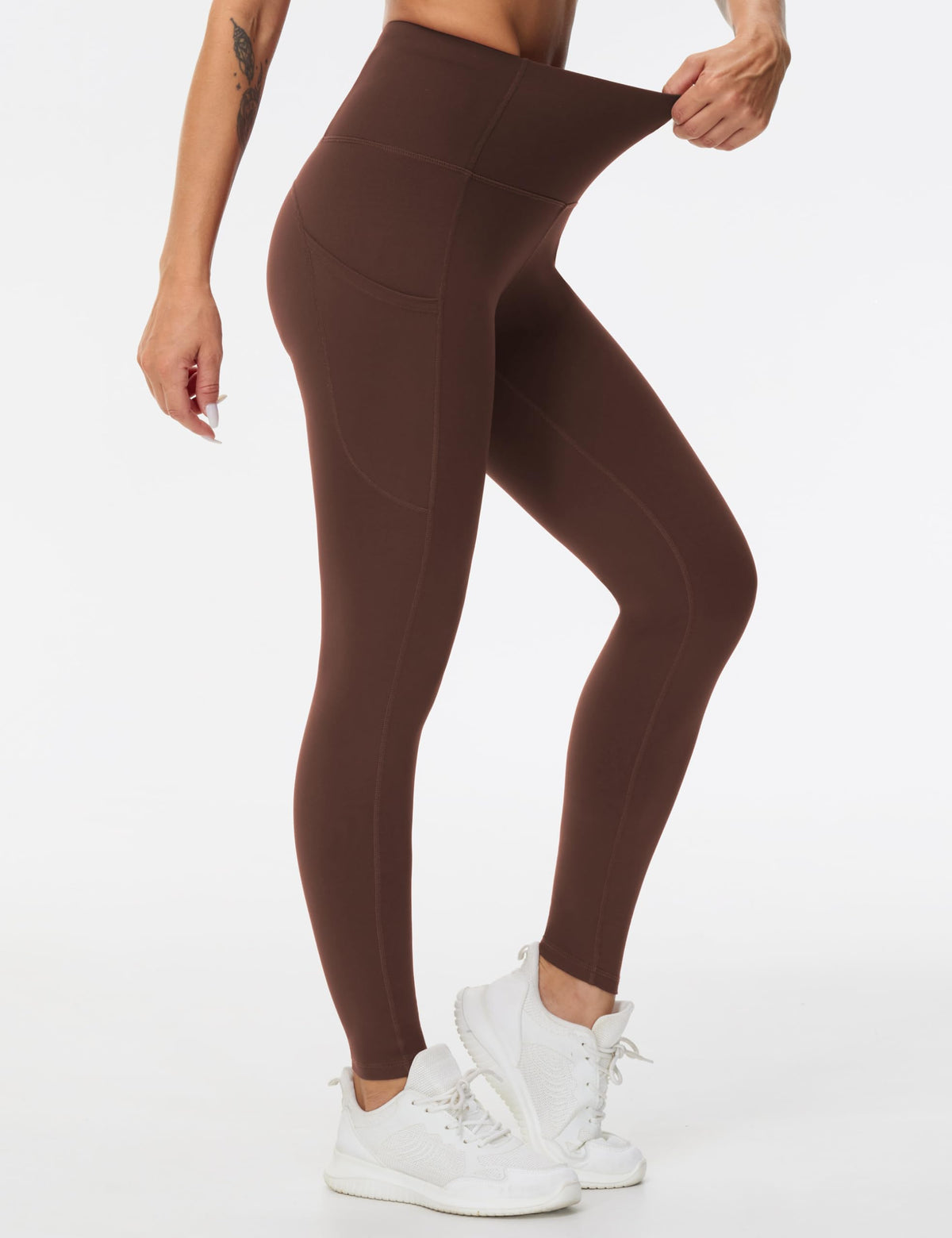 The Gym People Women's Thick High-Waist Yoga Pants Workout - Red Brown
