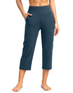 Santiny Capri Pants For Women With Pockets (indigo Blue Xl)