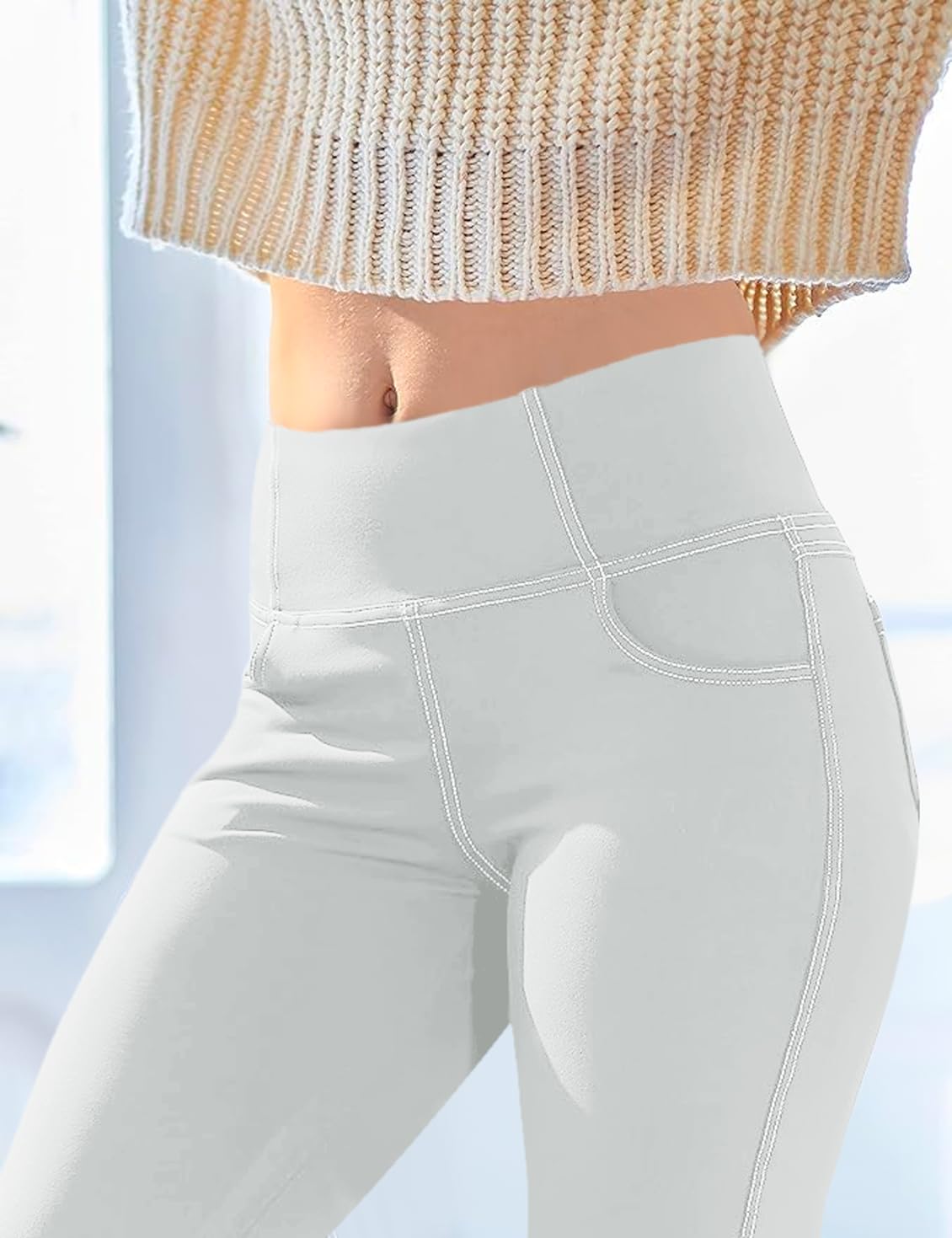 Vooveeya Women's Bootcut Leggings Bootleg Yoga Pants - Sliver Grey